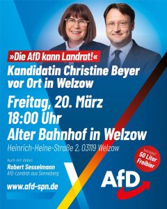 »Die AfD kann Landrat!« – Kandidatin Christine Beyer vor Ort in Welzow!
